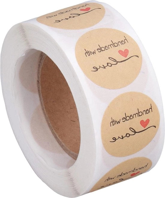 Etichette per Carta Kraft per Cuori - Libretto per Etichette Ronde per Carta da Lettere Verzegelde Pakket