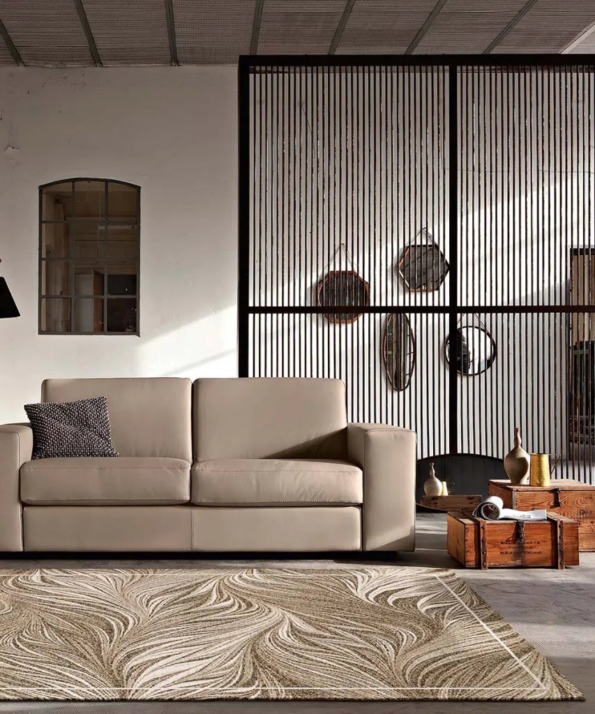 Tappeto Arredo DALLAS TORTORA disegno moderno con foglie felce, multiuso lavabile antiscivolo cm.140x200