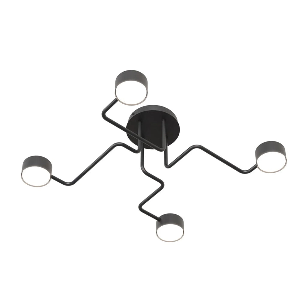 Plafoniera Moderna Ade Acciaio Nero 4 Luci Gx53 Ip20
