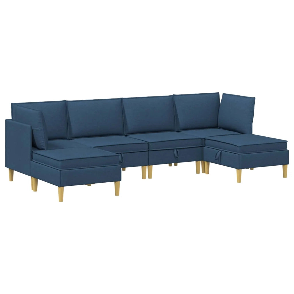 Set di mobili per il soggiorno con cuscino 6 pcs Blu Tessuto 3413717