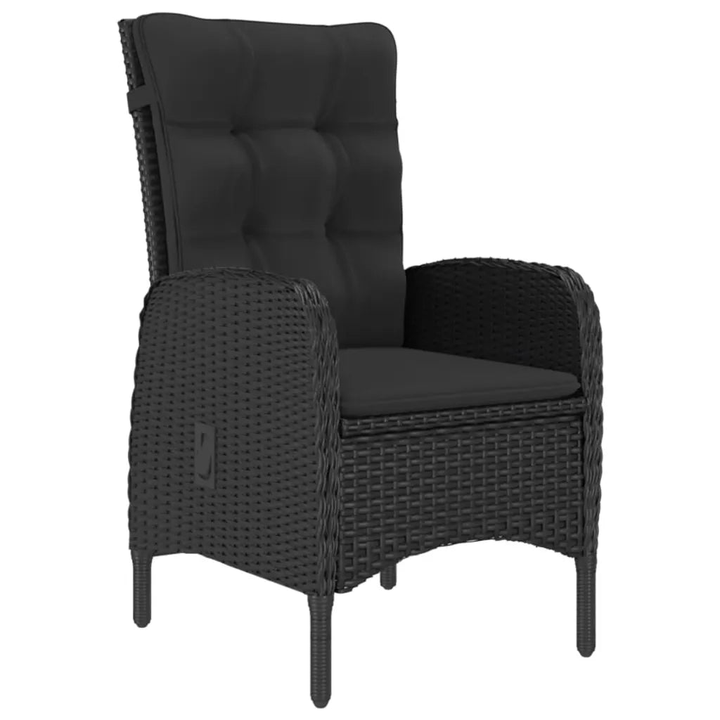 Set da Bistrot per Giardino 3 pz in Polyrattan e Vetro Nero 3058536