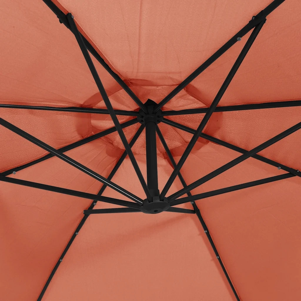 Ombrellone a Sbalzo con LED e Palo in Acciaio-Ombrello da giardino Terracotta