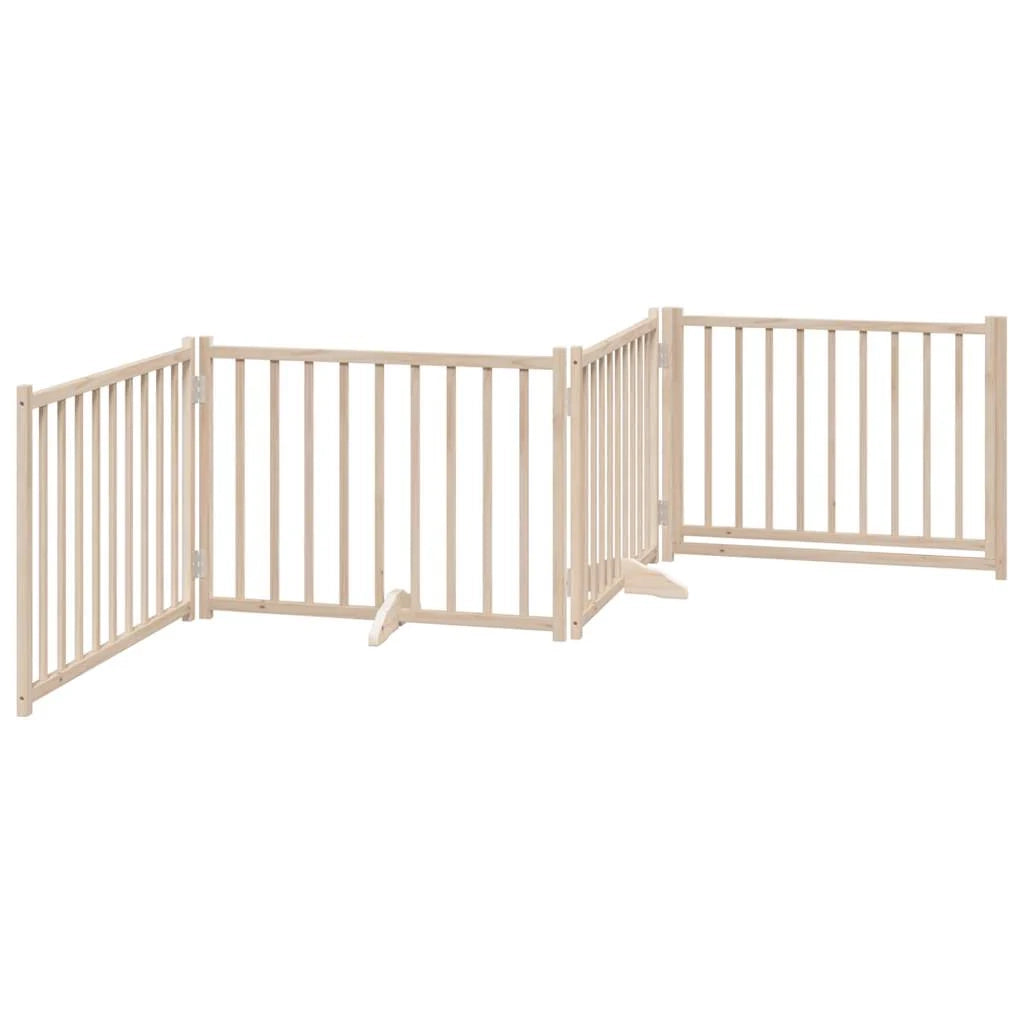Cancelletto di sicurezza per cani con 4 pannelli in legno massello di abete marrone 02_0023311