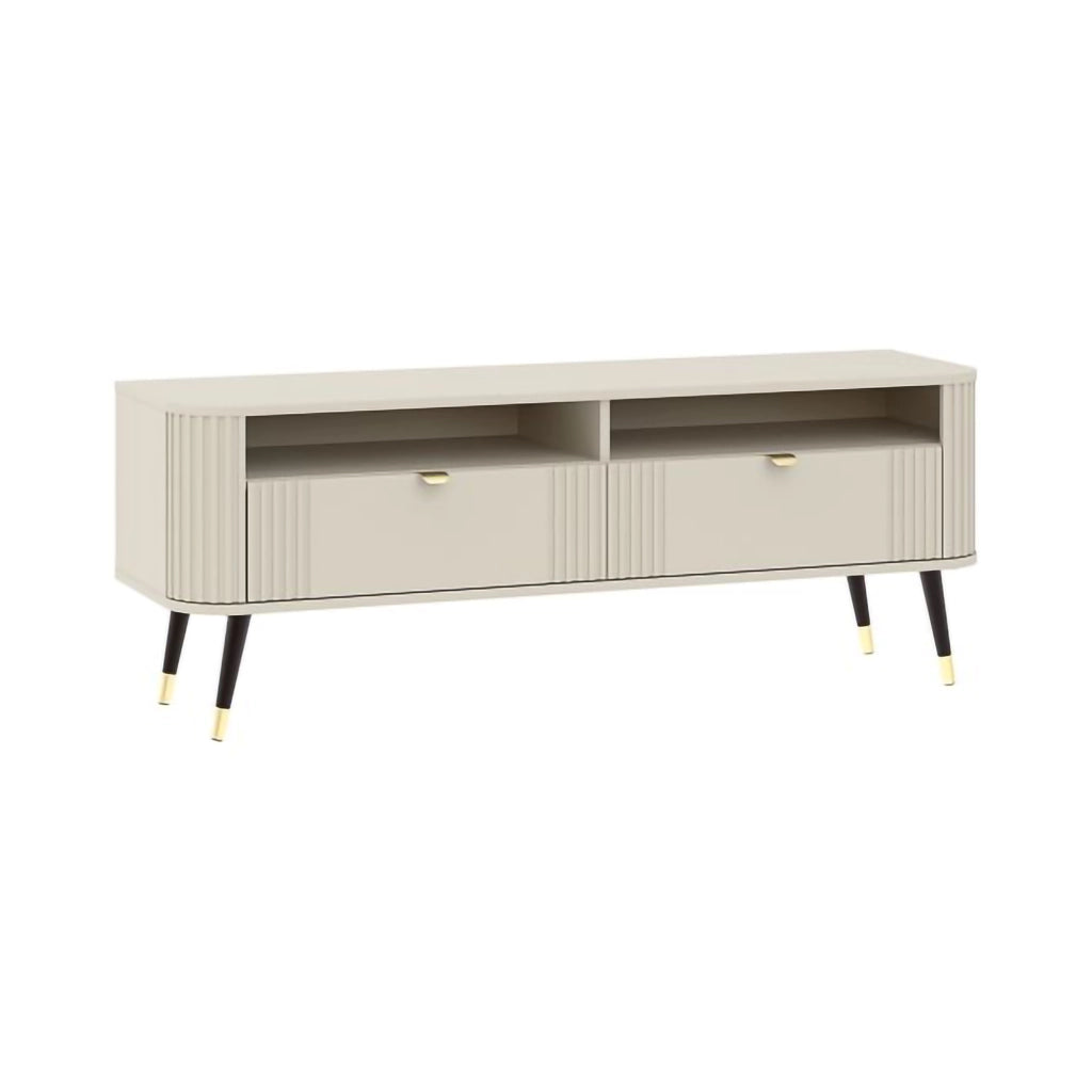 Limefa, Mobile Porta tv 2 Cassetti, 138x40x53h cm Beige