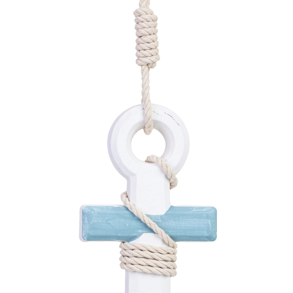 Decorazione a forma di ancora in legno da appendere, blu, 32x60x2,5 cm
