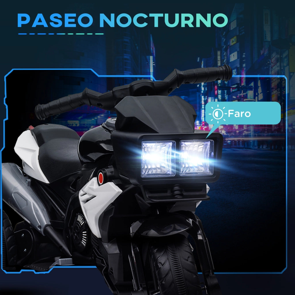 Moto Elettrica Bambini con Luci e Musica ¨C zephmum ¨C 3 km/h Nero