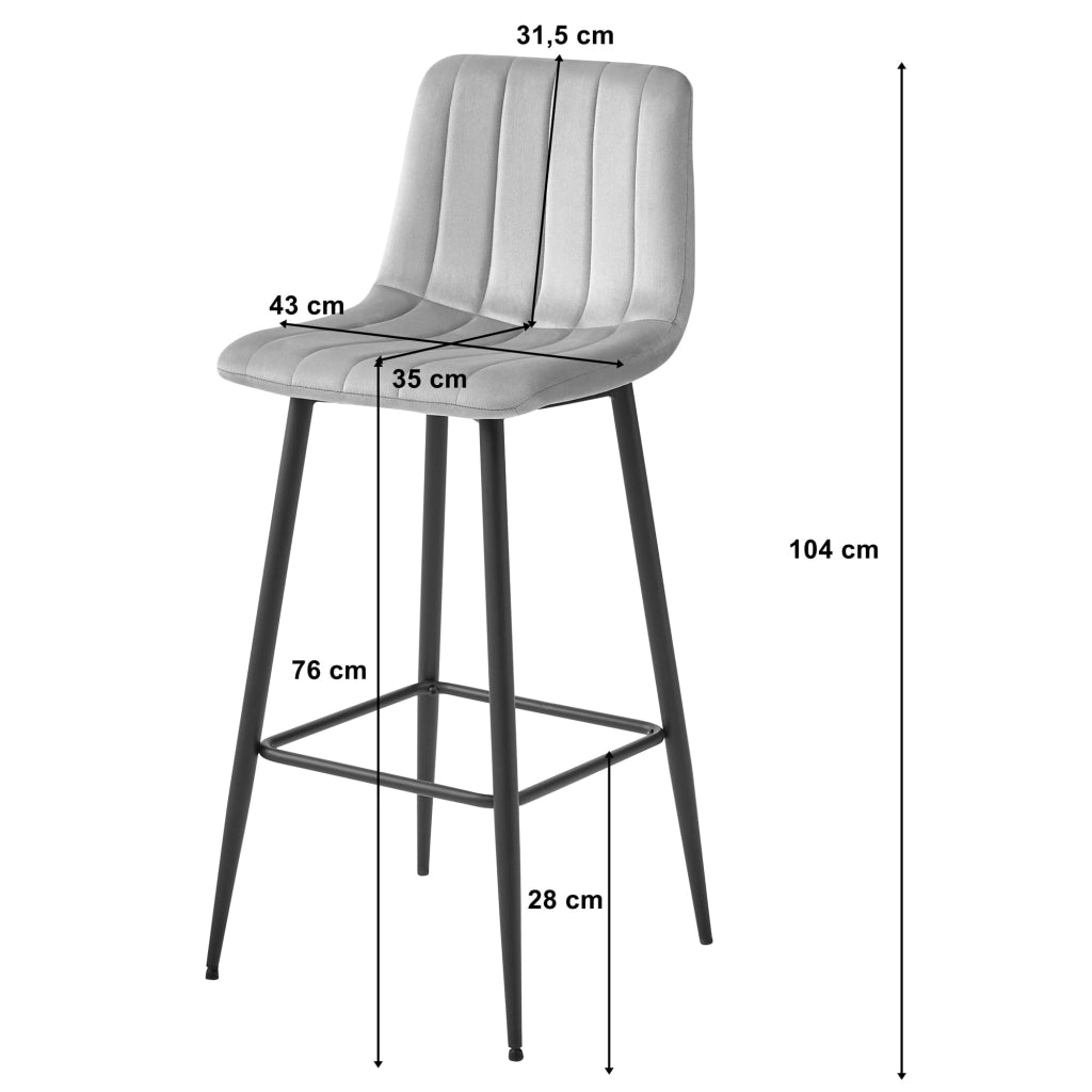 Sgabello Valora POZZA in velluto grigio scuro con gambe nere per cucina x3