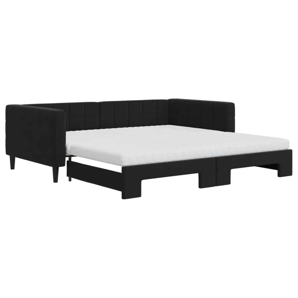 Divano Letto Estraibile con Materassi Nero 100x200 cm Velluto 3196726