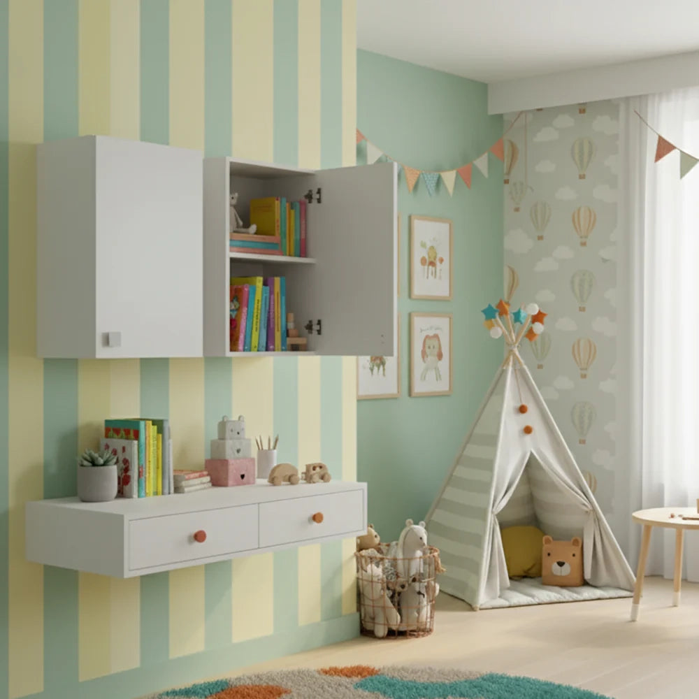 Pensile 1 Anta Bianco Frassinato 40×69×33 cm | Mobile Sospeso Salvaspazio con Ripiano Regolabile | Già Assemblato per Bagno, Cucina, Lavanderia e Ingresso