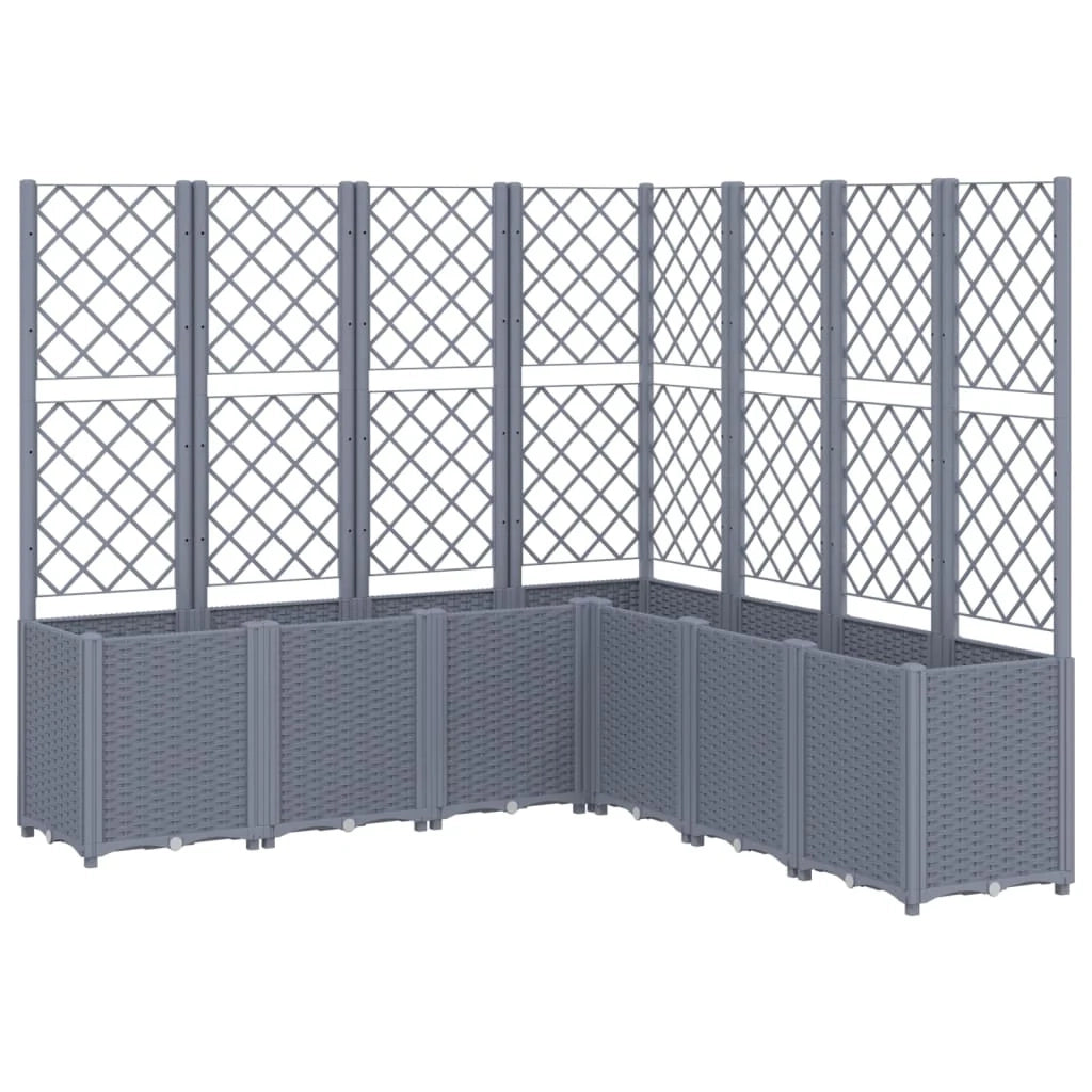 Fioriera rialzata per piante fiori terrazza giardino con traliccio 160 x 160 x 140 cm PP grigio 02_0038259