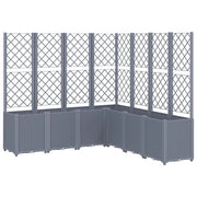 Fioriera rialzata per piante fiori terrazza giardino con traliccio 160 x 160 x 140 cm PP grigio 02_0038259