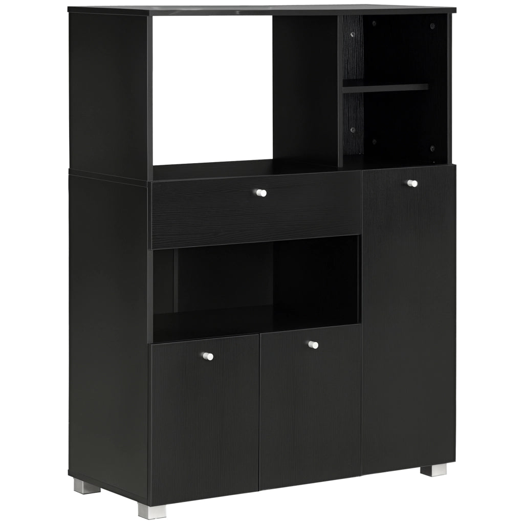 Mobile per microonde con cassetto e 3 ante ¨C zephmum ¨C Nero 90x40x120 cm
