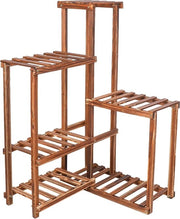 Supporto per piante - Piattaforma per piante - Angolo - Supporto - 6 strati - Legno - Pannello - Interno - Esterno - Giardino - Patio - Sostegno per fiori - Piante grasse - Vasi - Dim. 100 x 60 x 30 cm