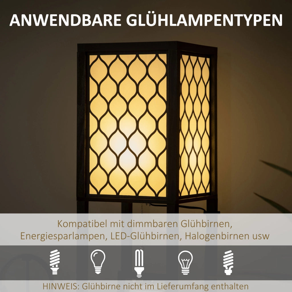 Lampada da Terra Moderna con 2 Ripiani ¨C Xylo ¨C Nero e Bianco 26x26x156 cm