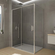 Box doccia angolare TWENTY fisso + scorrevole + laterale fisso 175x75 cm cromo lucido vetro trasparente