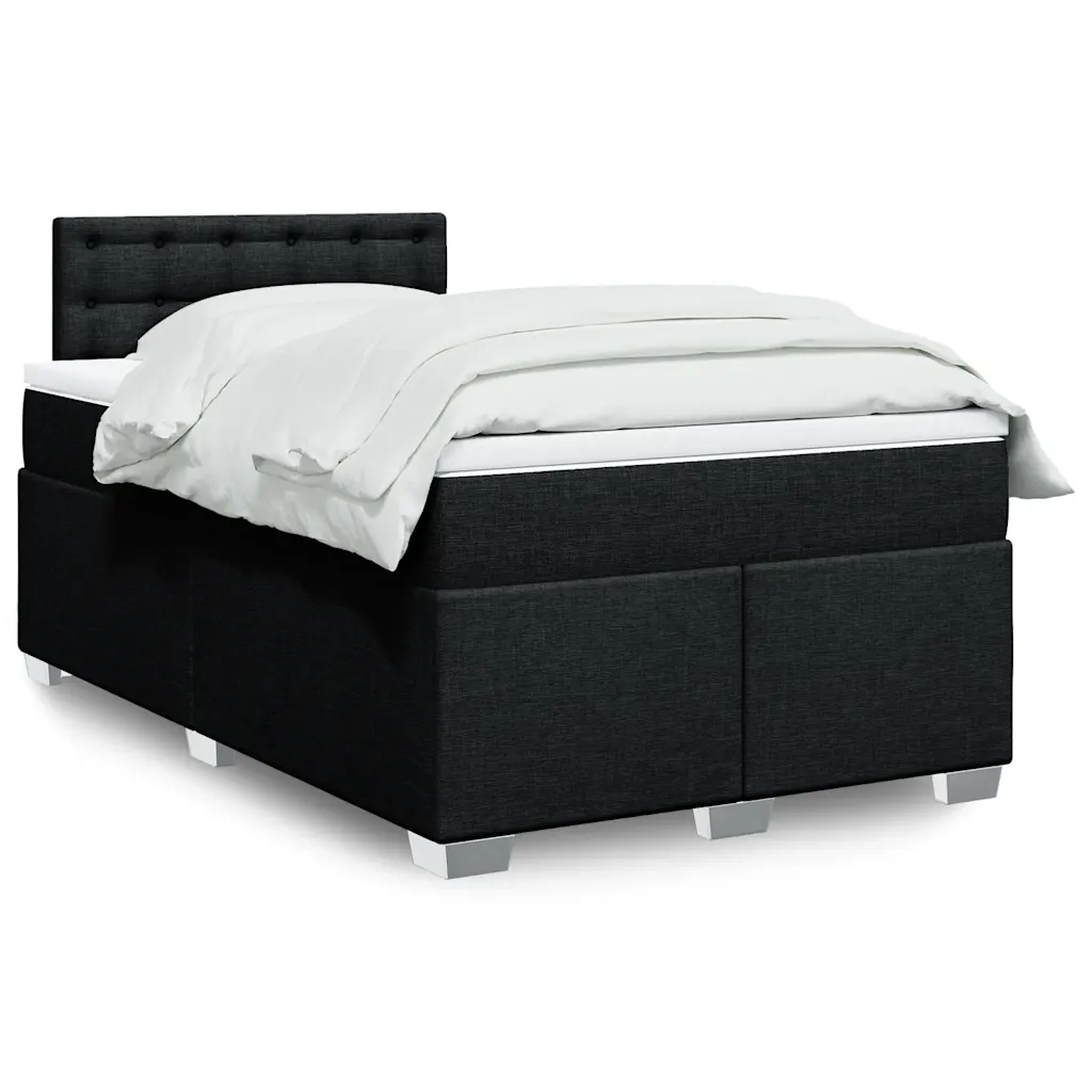 Giroletto a Molle con Materasso Nero 120x190 cm in Tessuto