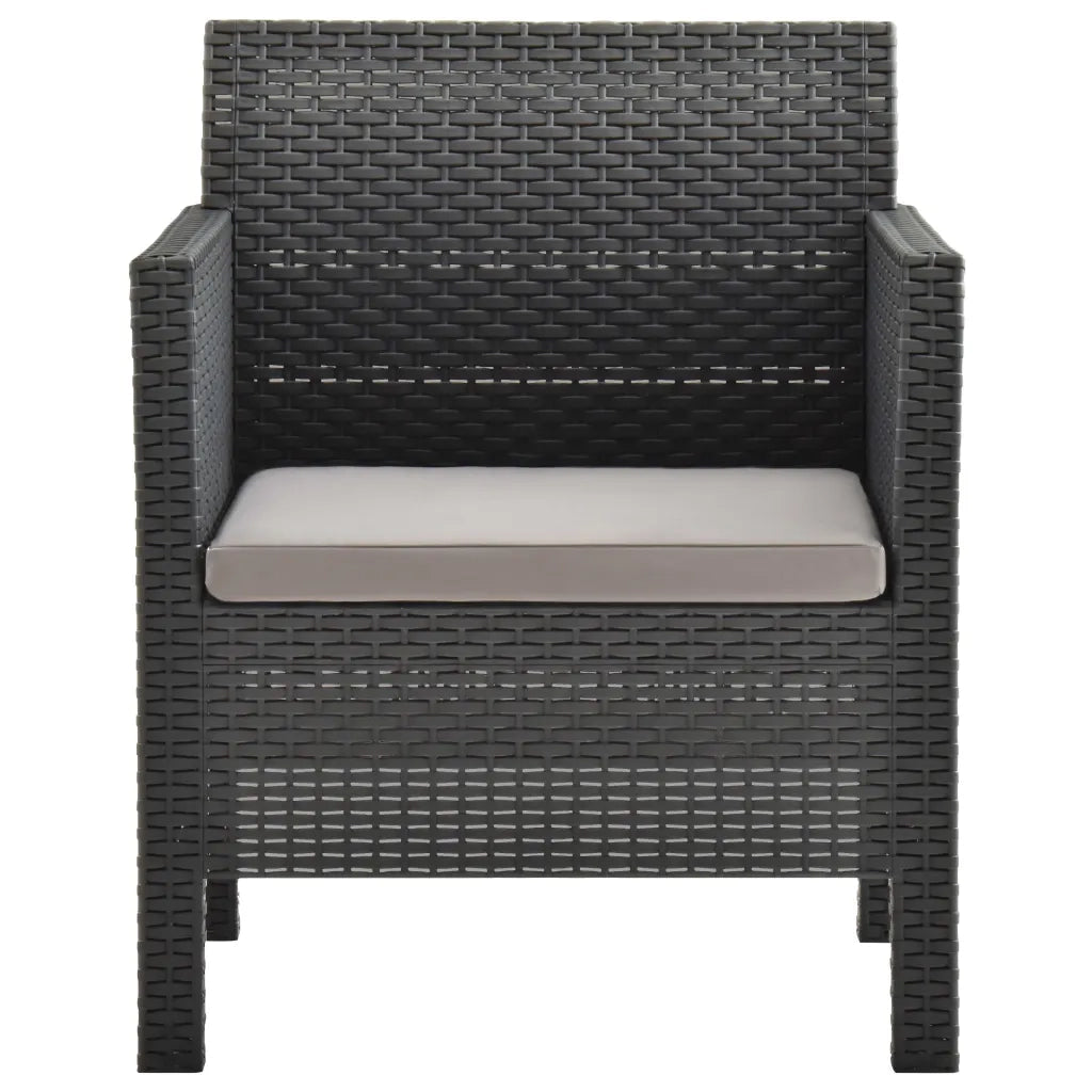 Sedia da Giardino | Sedie da Esterno con cuscino antracite 63x65x76 cm PP Rattan
