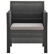 Sedia da Giardino | Sedie da Esterno con cuscino antracite 63x65x76 cm PP Rattan