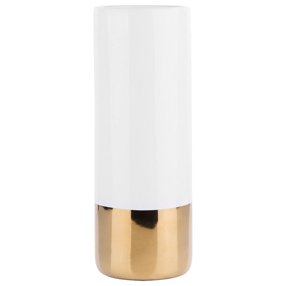 Vaso da fiori da tavola Bianco con ceramica dorato 36 cm moderno