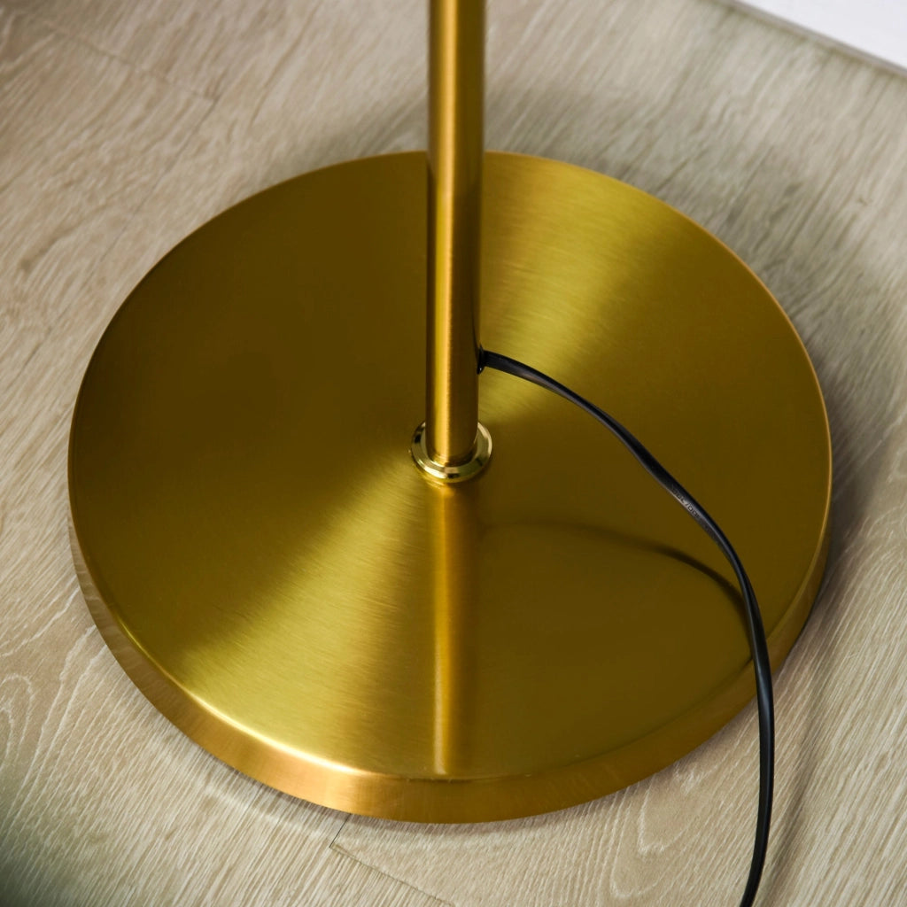 Lampada da Terra Moderna Ø27x159 cm con 3 Punti Luce in Acciaio e Vetro Oro