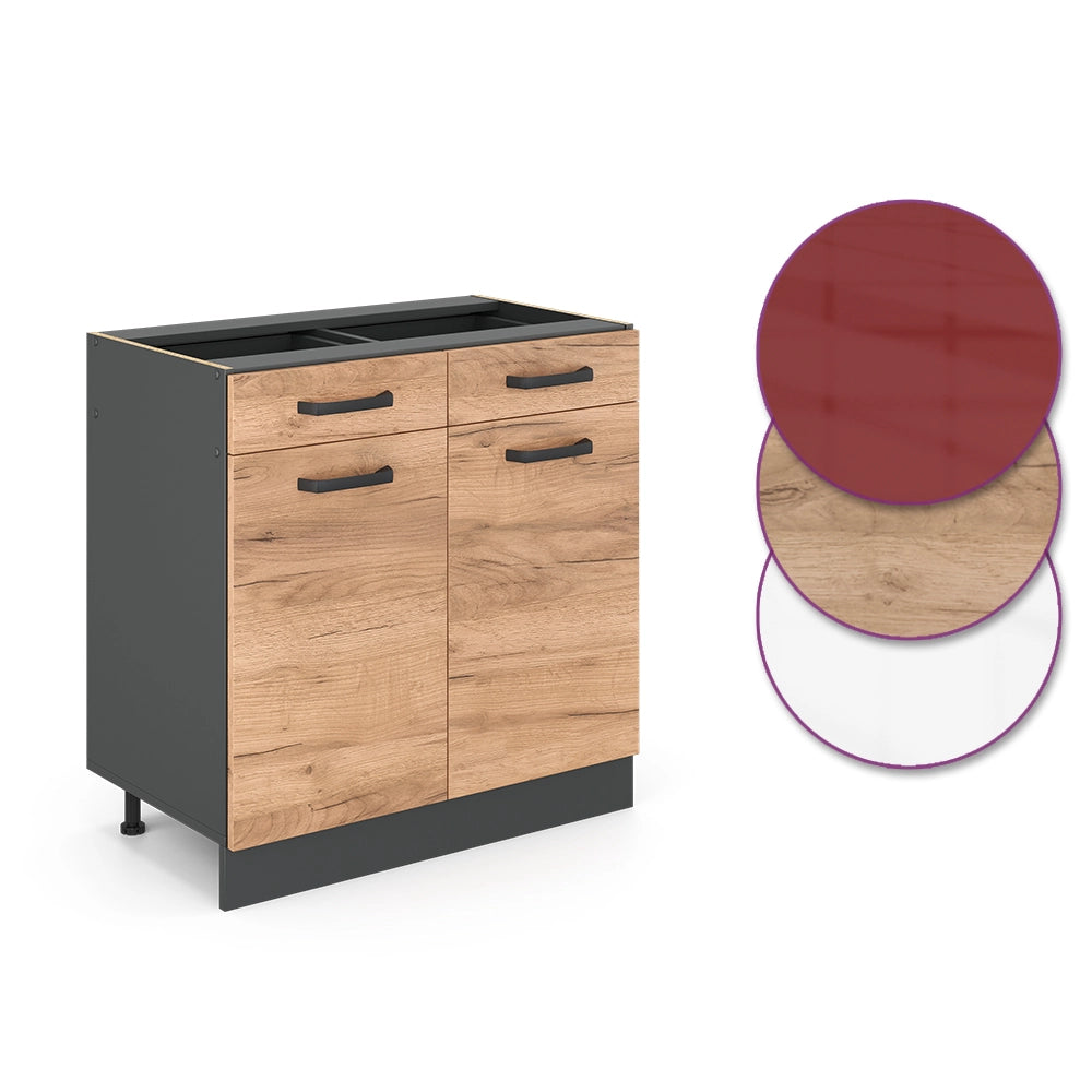 Vicco Mobiletto base per cucina Quercia dorata 80 cm PL Marmo