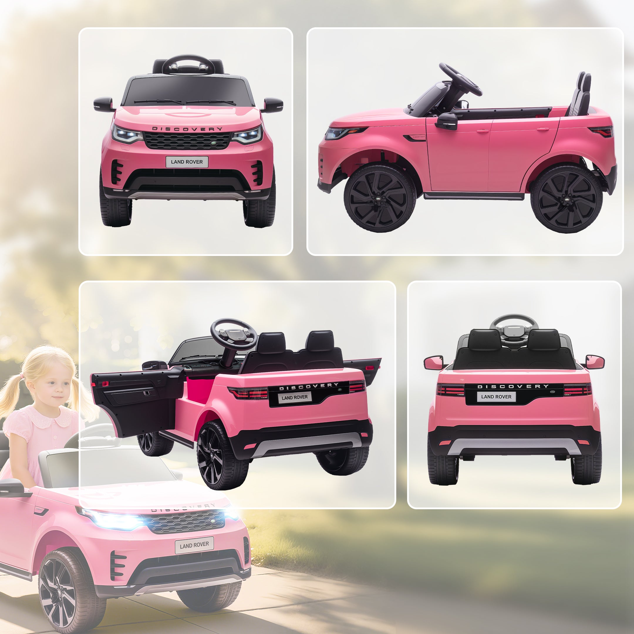 Macchina Elettrica per Bambini Licenza Ufficiale Land Rover Discovery 12V con Telecomando Rosa