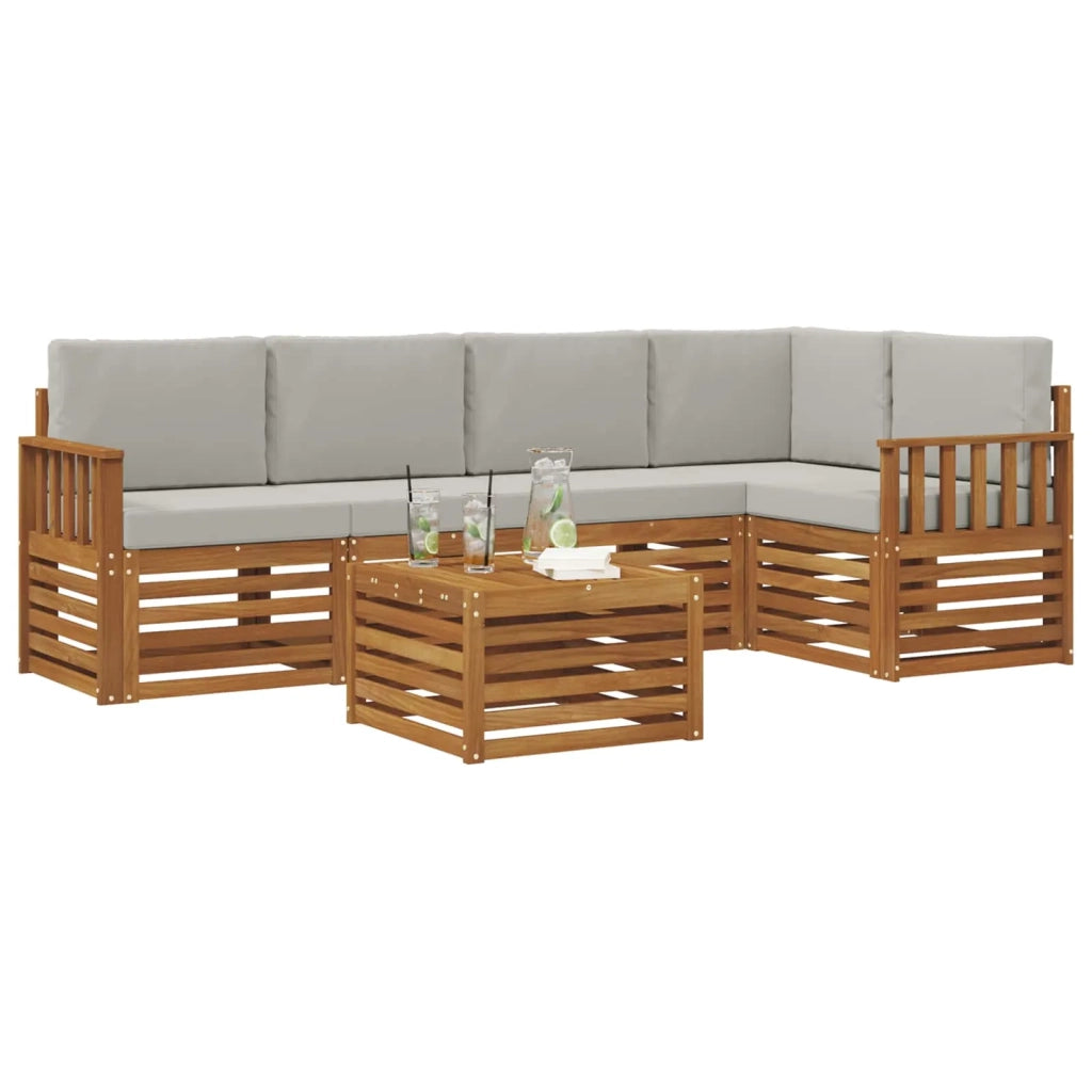 Set divano sezionale con cuscino 6 pcs Grigio Naturale e Chiaro 3374841