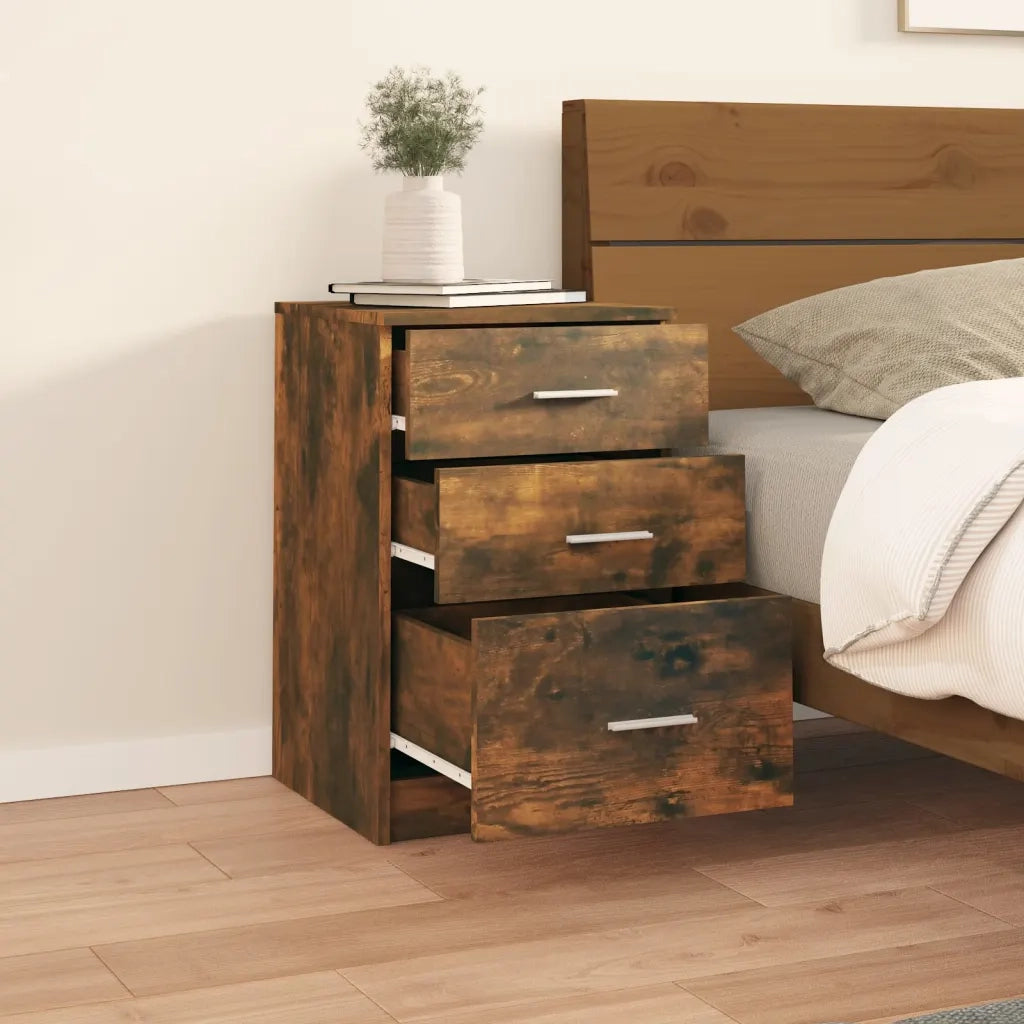 Comodino | Armadio da Notte | Mobiletto da notte Rovere Fumo 40x40x63 cm in Legno Multistrato