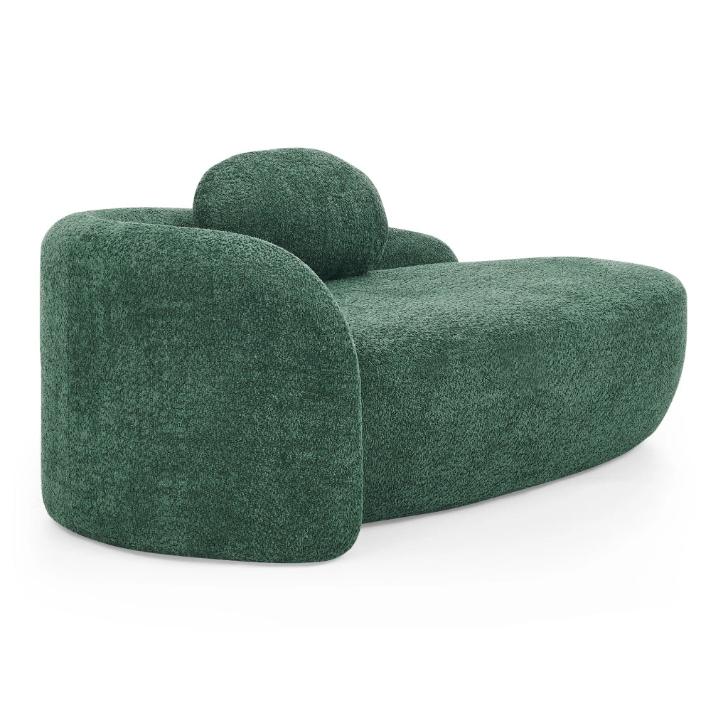Scaffale in tessuto teddy con design arrotondato, imbottitura in schiuma elastica, per soggiorno e studio, verde