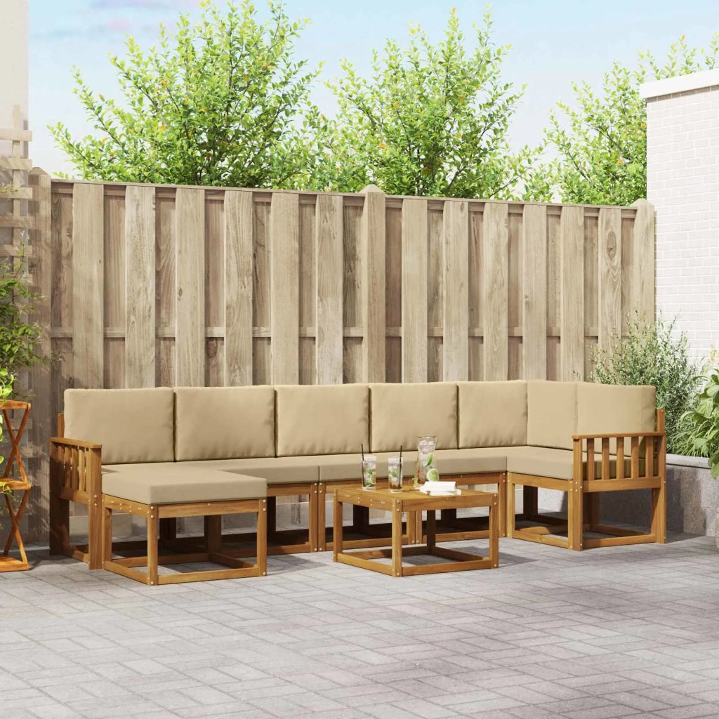 Set di divani da esterno con cuscino 8 pcs Naturale e Beige