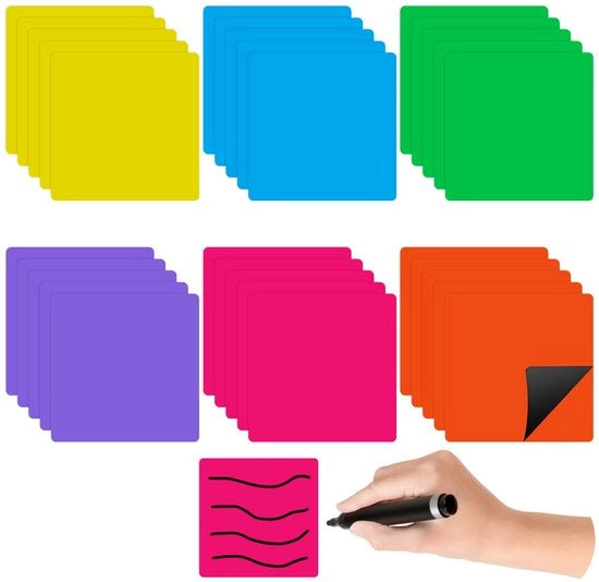 Strisce magnetiche descrittabili, 30 pezzi, etichette magnetiche, calendario settimanale 50 x 50 mm, magneti descrittabili, riutilizzabili per frigoriferi, lavagne e lavagne magnetiche