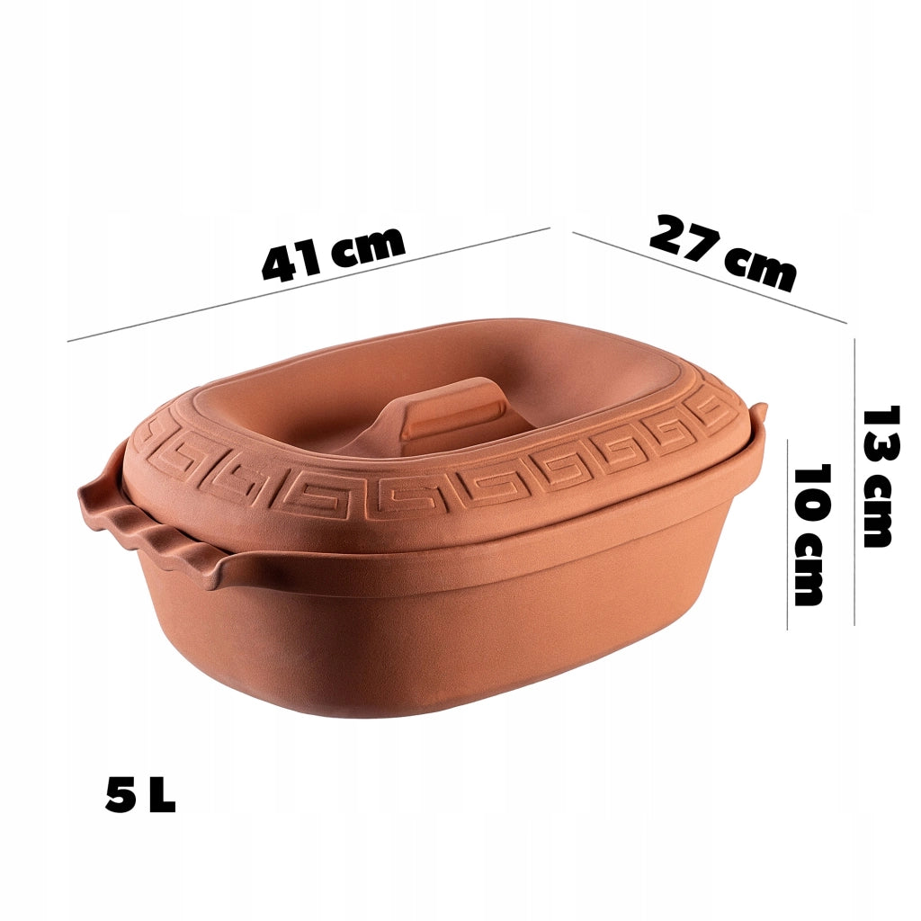 Vaso in terracotta KADAX Roman Clay Pot 5 L, forma ovale grande con coperchio.