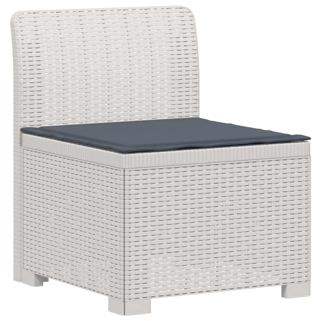 Divano da Giardino 5 Posti con Cuscini Stile Rattan PP Bianco 3444081