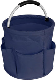 Contenitore di stoccaggio per prodotti di pulizia con diverse tasche, sacchetto impermeabile per giardinaggio, contenitore di stoccaggio per prodotti di pulizia, ripiegabile con maniglia e 6 compartimenti per giardino, bagno e interni (blu)