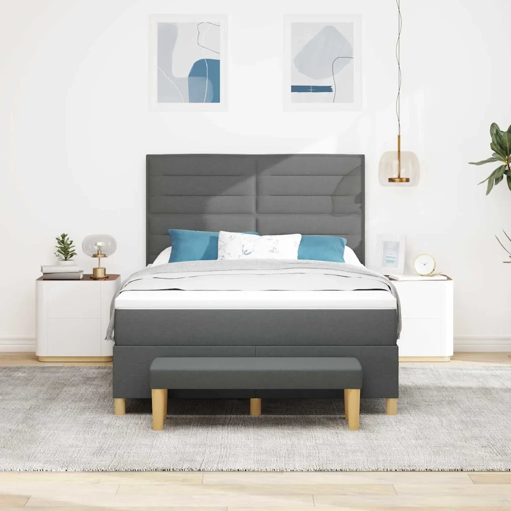 Letto a molle con materasso Grigio scuro 160 x 200 cm Tessuto