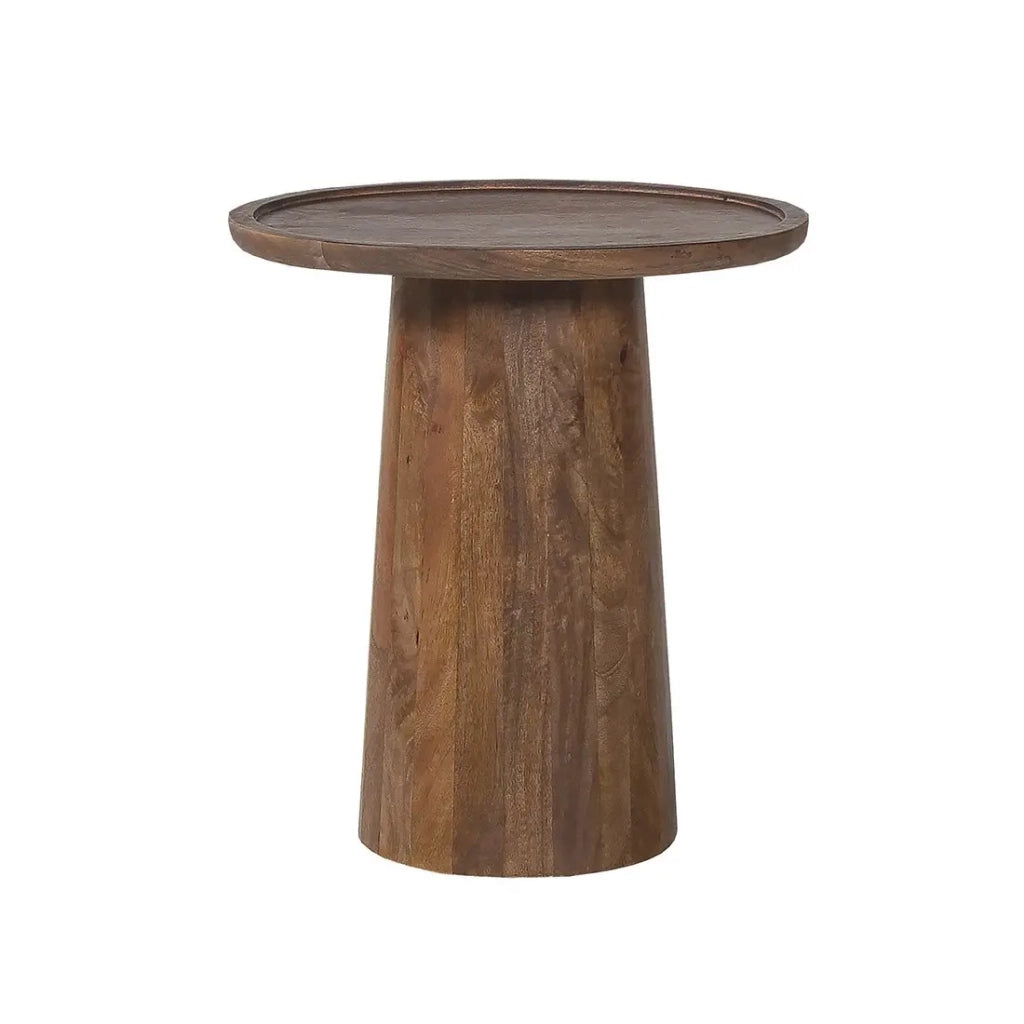Tavolino rotondo in legno massiccio collezione JAKARTA - Stile etnico e design - Diametro 45cm.