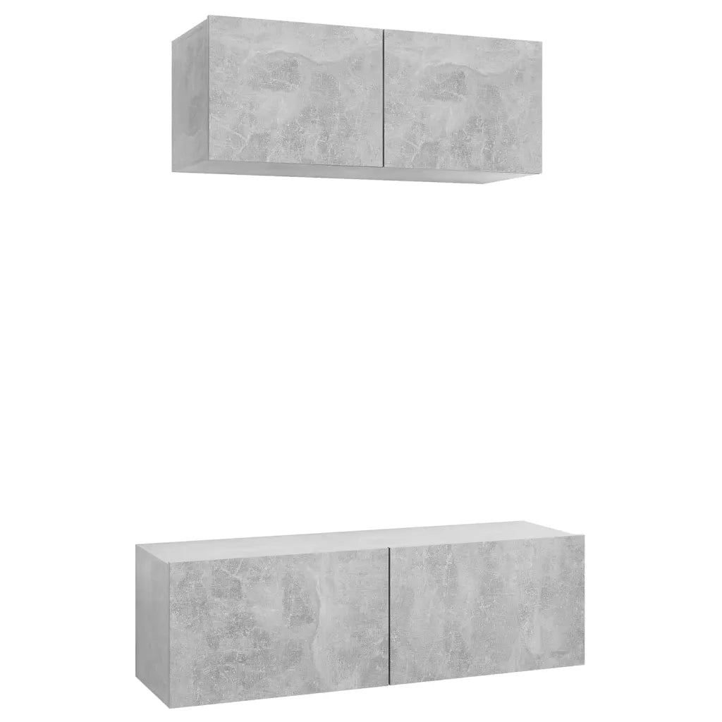 Set di Mobili Porta TV 2 pz-Credenza TV-Console TV Grigio Cemento in Legno Multistrato