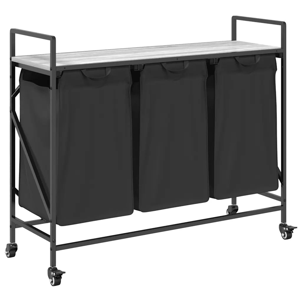 Cesto Portabiancheria 3 Scomparti con Ruote Grigio Sonoma CFW6677656
