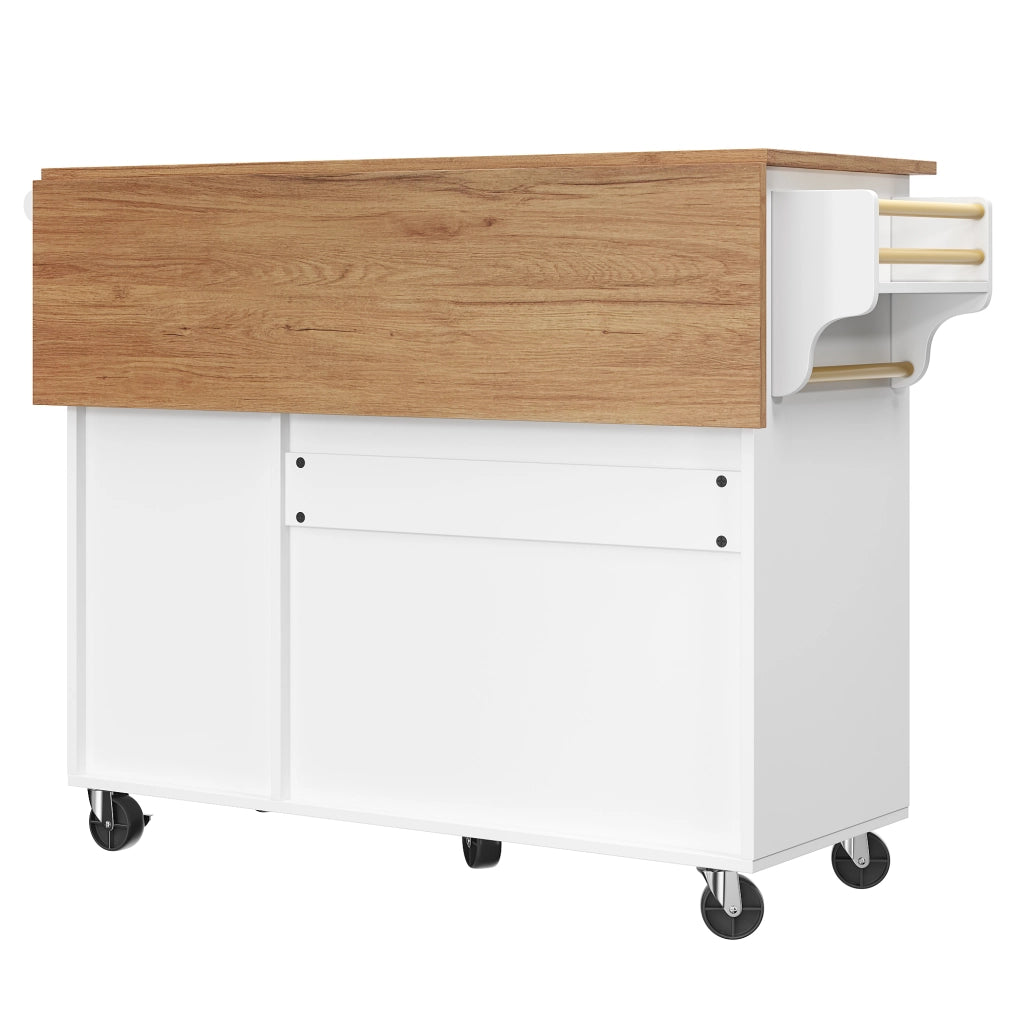 OKWISH Carrello da Cucina con Piano Ribaltabile, Cassetti e Ripiani Regolabili, per Cucina e Sala da Pranzo, Bianco