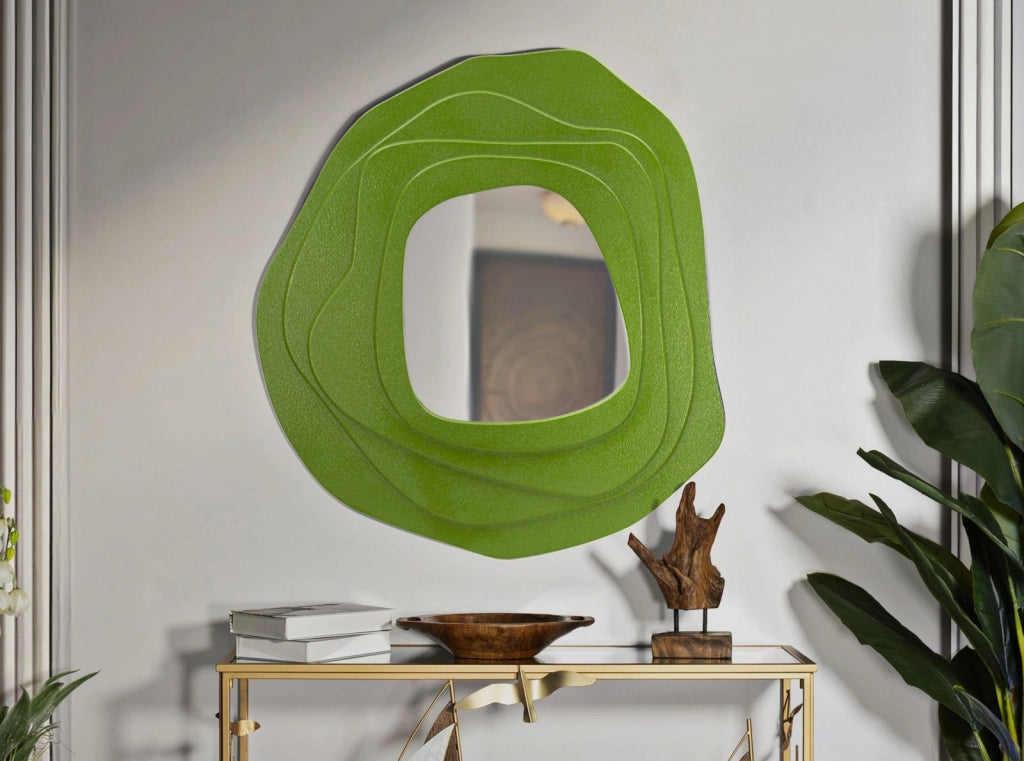 Specchio da Muro Dalia Verde 90x4x97 cm in MDF e Specchio Verde