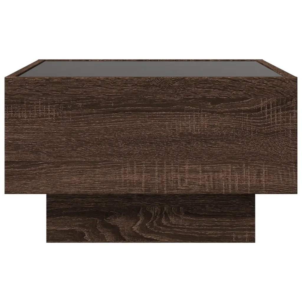 Tavolino Salotto con LED Rovere Marrone 50x50x30 cm Multistrato 847510