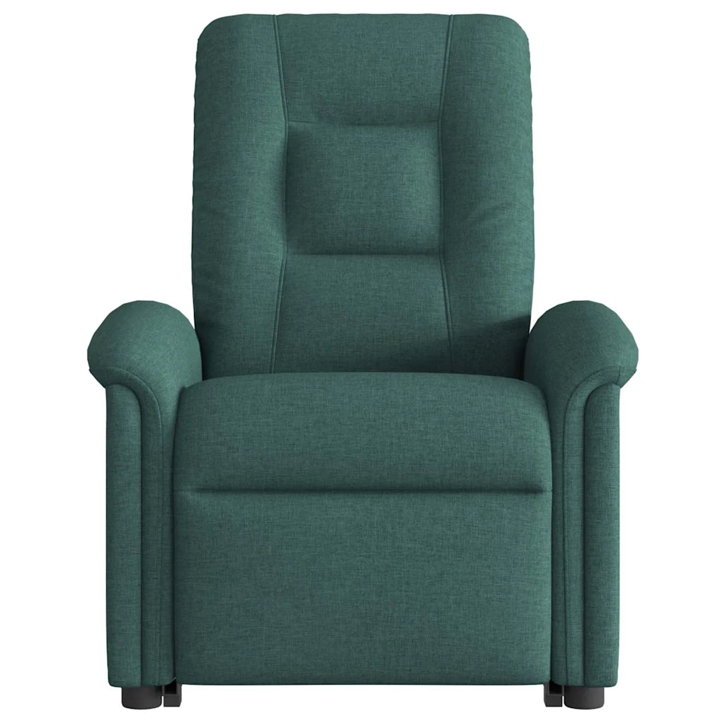 vidaXL Poltrona Alzapersona Massaggiante Elettrica Verde Scuro Tessuto