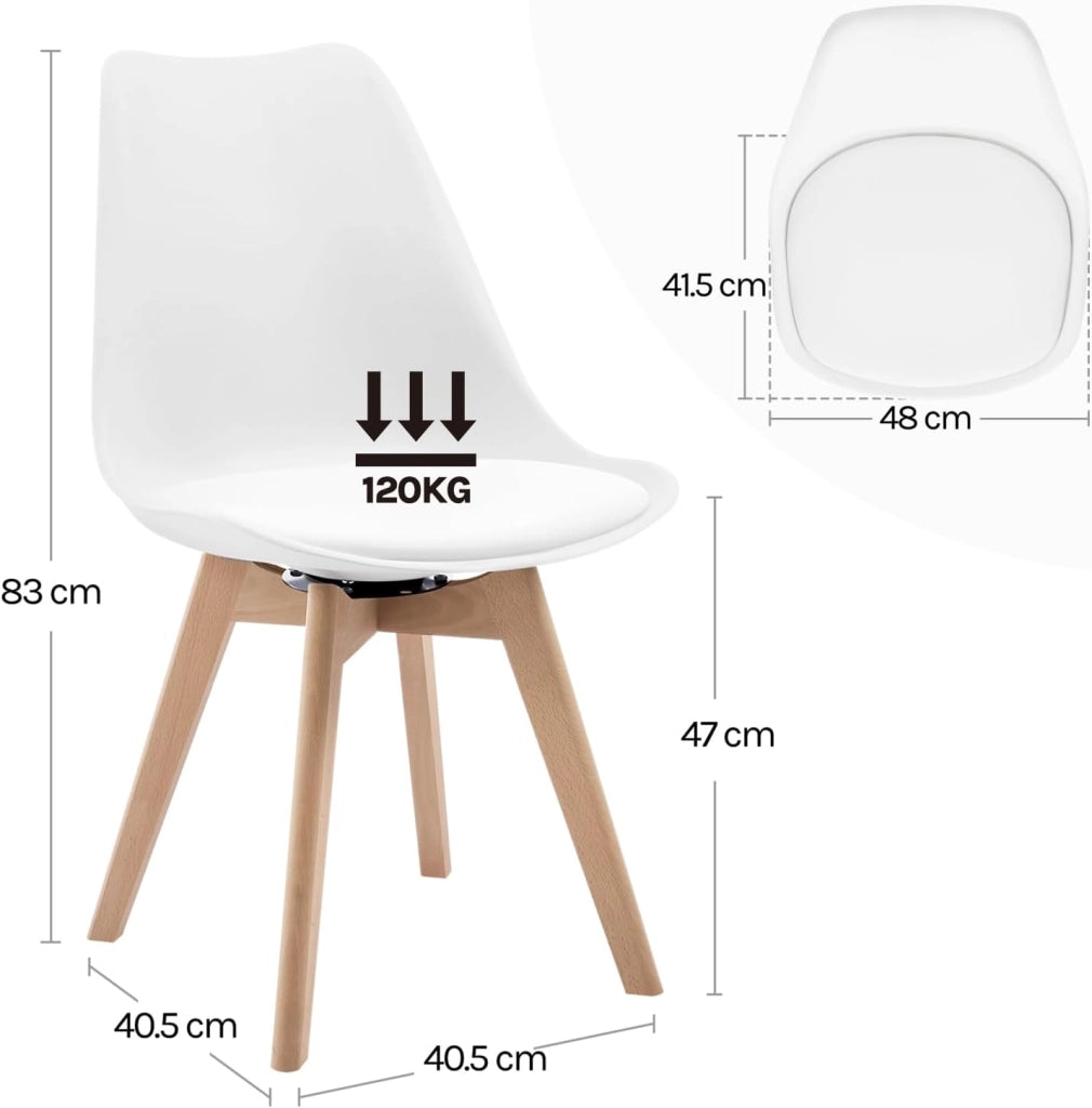 Sedie da Pranzo Set di 2, Sedie Cucina Girevoli con Imbottite Moderne, per Sala da Pranzo, in Legno Massello e Pelle Sintetica, Bianco