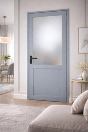 Blocco Porta Vetro Athena RAL7035 H204 x L73 Pannello Laterale Sinistro a Spinta + Maniglia