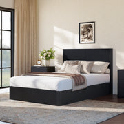 Letto contenitore 140 × 200 cm con sollevamento idraulico, ampio vano, struttura stabile, senza materasso, nero