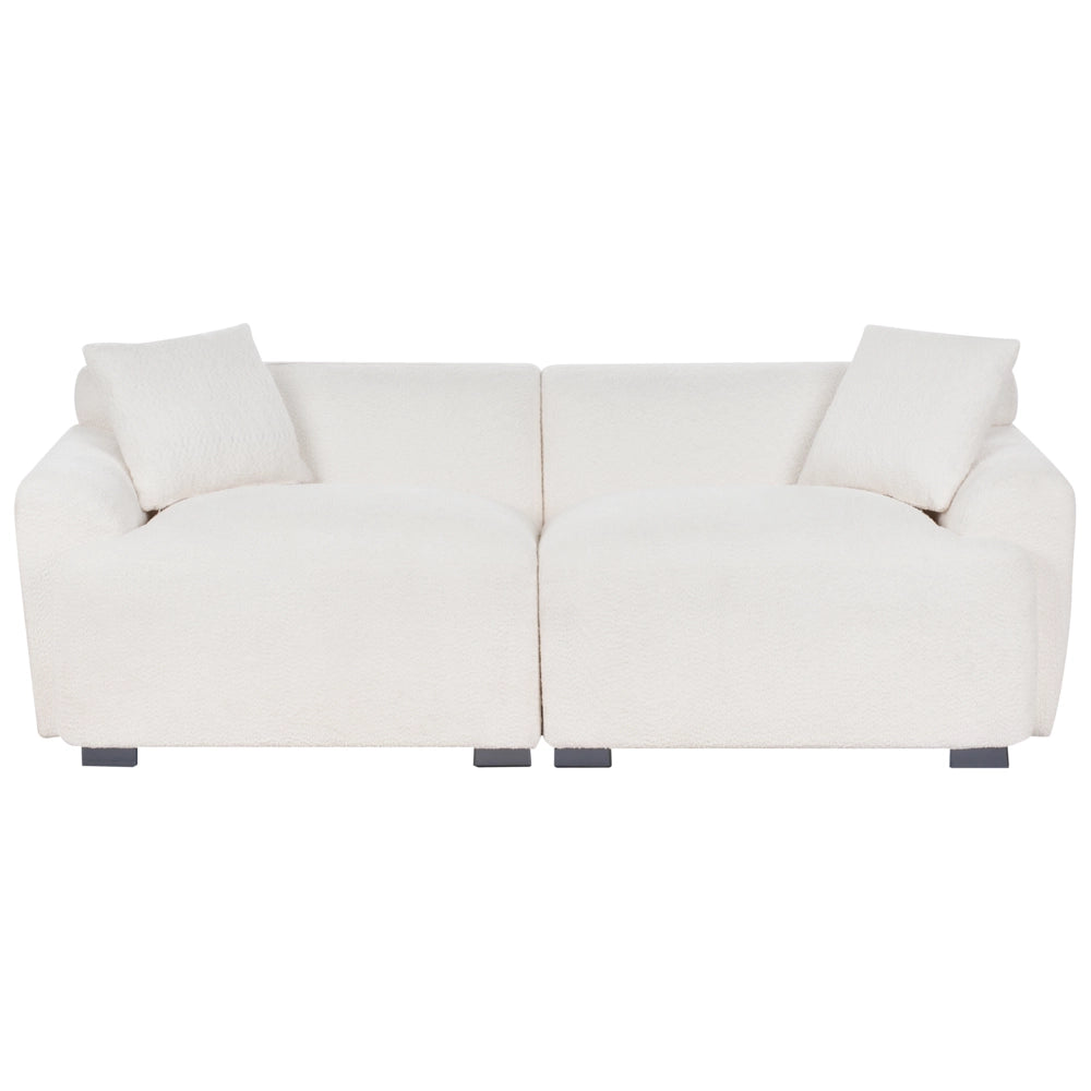 Divano a 3 posti in poliestere Boucle bianco sporco Divano con cuscini aggiuntivi Arredamento moderno minimalista per il soggiorno