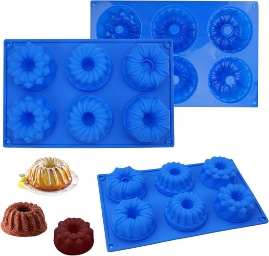 Mini Forme Bundt Cake in Silicone - 6 Fessure - Riciclabile e Antiscivolo