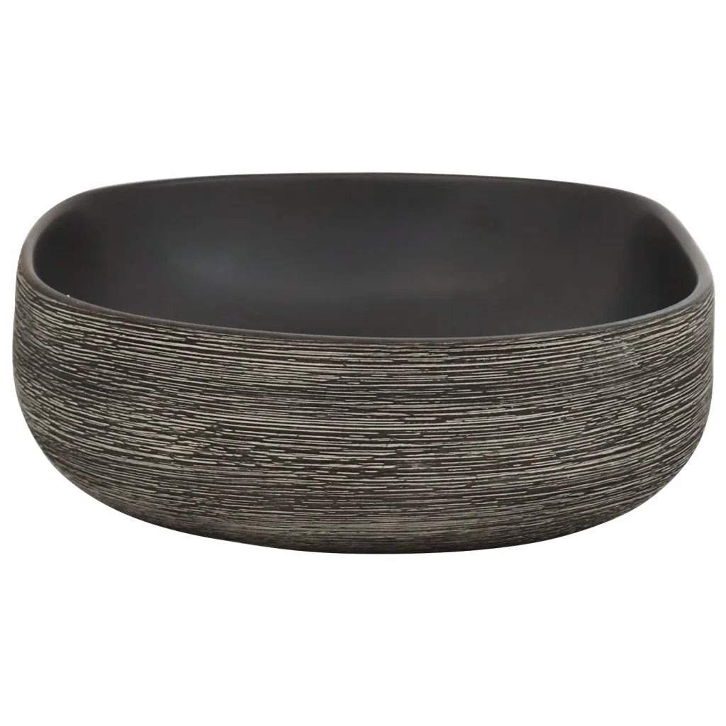 Lavabo da Appoggio Grigio e Nero Ovale 59x40x14 cm Ceramica 155109