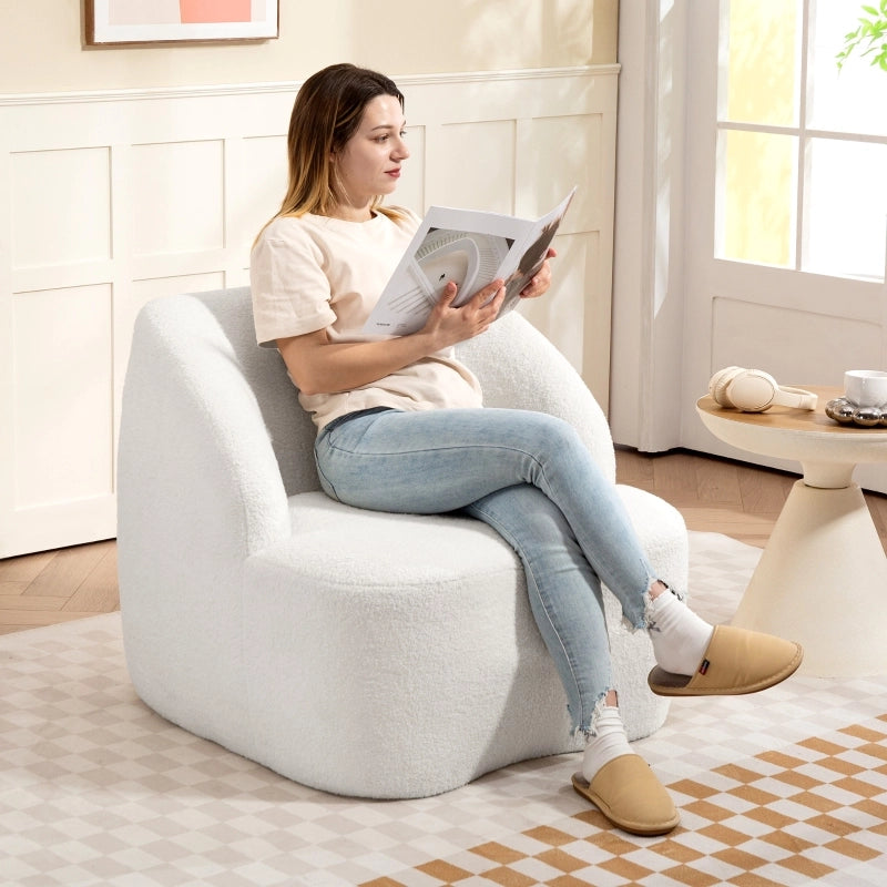 Fauteuil con schienale imbottito in pile e base antiscivolo per salotto e studio in poliestere crema