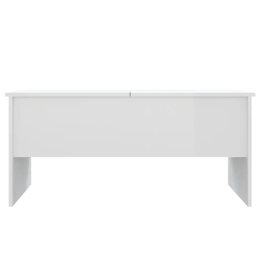 Tavolino-Tavolino da soggiorno-Tavolino da Salotto Bianco Lucido 102x50,5x46,5 cm in Legno Multistrato